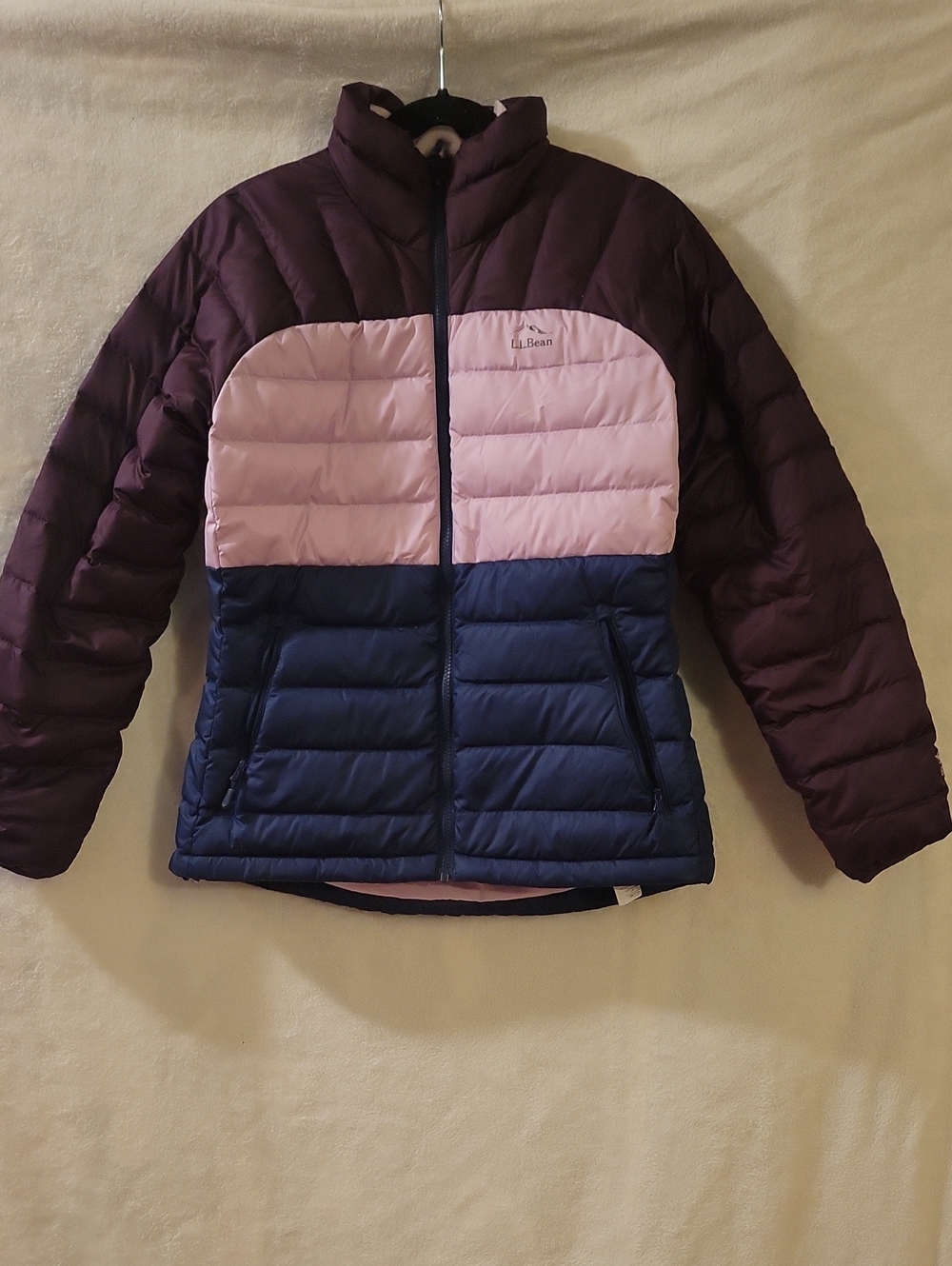 L.L. Bean Plum, Pink & Navy Colorblock Puffer Jacket